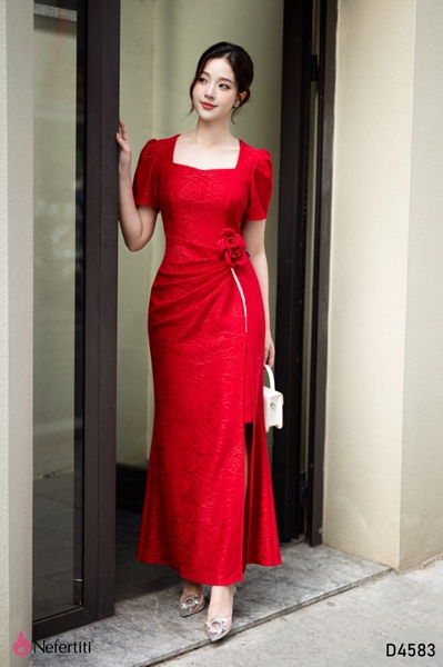 3D4583 - Đầm Đỏ Đuôi Cá Quyến Rũ