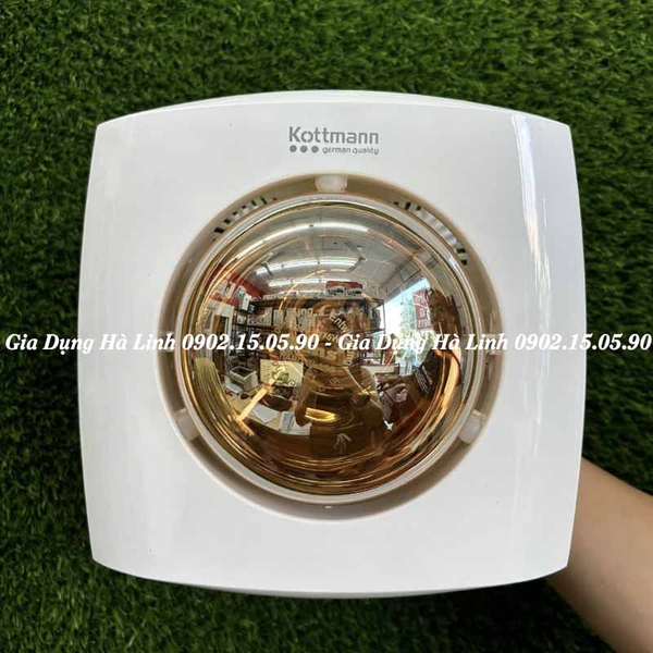 Đèn sưởi nhà tắm 1 bóng âm trần Kottmann K1A, Công suất 275W, Điều khiển công tắc