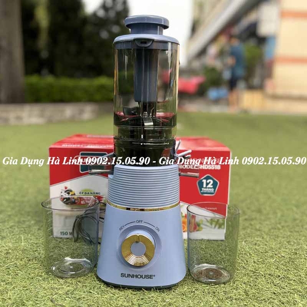 Máy ép hoa quả Sunhouse SHD5518 - Công suất 150W, Ép mọi loại rau củ quả, Chức năng làm kem trái cây tiện lợi, Bảo hành 12 tháng