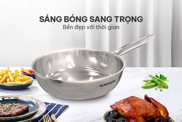 Chảo inox đa lớp Sunhouse IN24M6, Chất liệu inox 304, Đường kính 24cm ...
