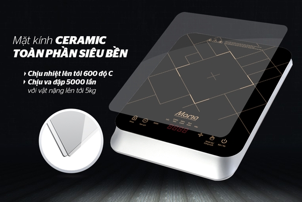 Bếp điện từ cảm ứng Sunhouse Mama SHD6859 - Công suất 2000W, Mặt bếp kính Ceramic toàn phần, Bảng điều khiển cảm ứng, Bảo hành 24 tháng