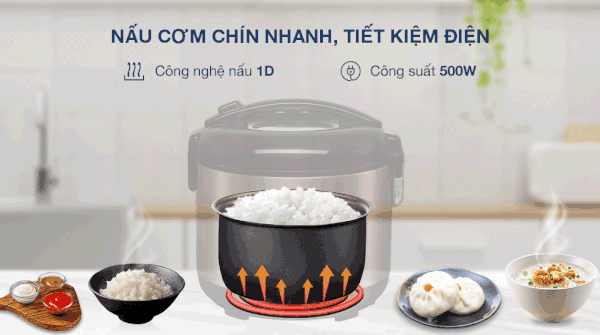 Nồi cơm điện Bluestone RCB-5512, Công suất 500W, Dung tích 1.2 Lít, Lòng nồi hợp kim nhôm phủ chống dính, Vỏ nhựa ABS siêu bền, Bảo hành 24 tháng