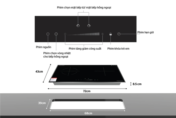 Bếp đôi điện từ hồng ngoại SUNHOUSE SHB EI02