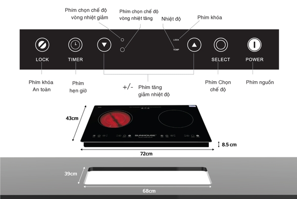 Bếp đôi điện từ hồng ngoại SUNHOUSE SHB9106-ES
