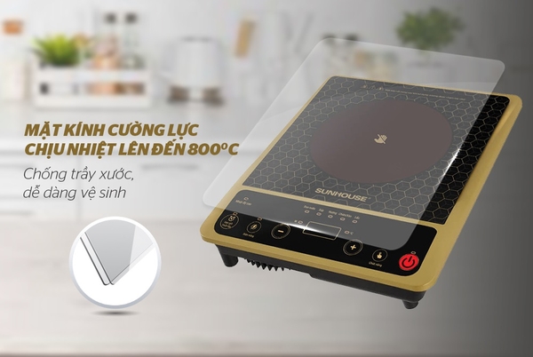 Bếp hống ngoại Sunhouse SHD6010 - Công suất 2000W, Mặt kính cường lực, Bảng điều khiển phím cơ, Bảo hành 12 tháng