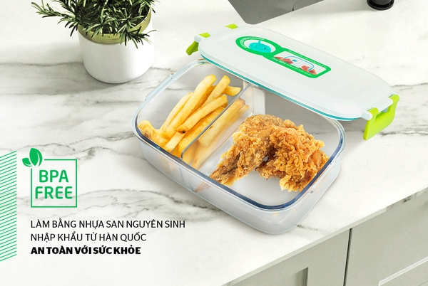 Hộp bảo quản thực phẩm thông minh Biozone chia ngăn 400ml, KB-SM400S2