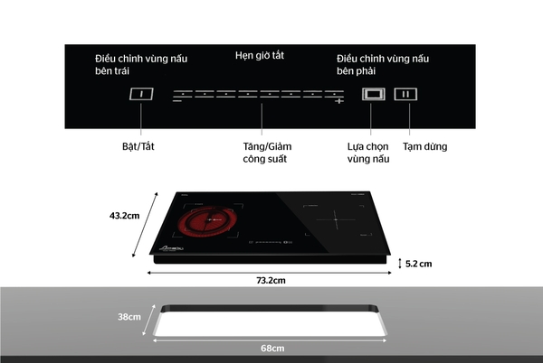 Bếp đôi điện từ hồng ngoại Apex APB9982