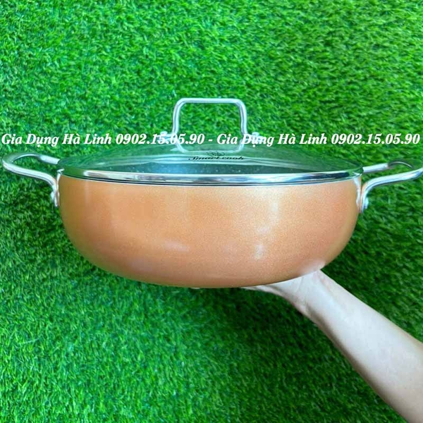 Nồi lẩu chống dính Elmich Smartcook SM-5552, Đường kính 26cm, Vung kính cường lực, Chống dính Withford (USA), Sử dụng trên mọi loại bếp