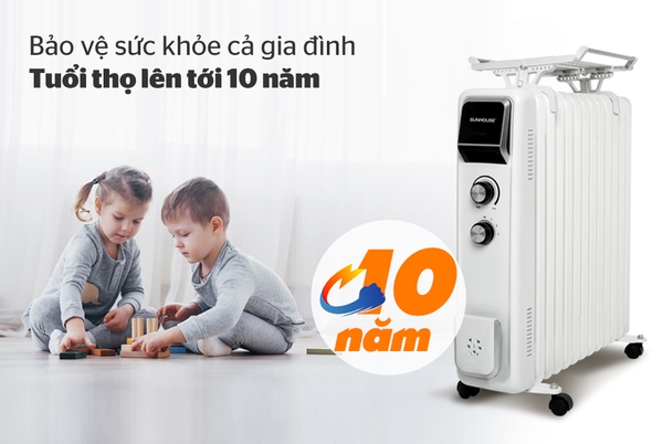 Máy sưởi dầu Sunhouse SHD7084 - 13 lá phát nhiệt lớn, Công suất cao 2400W giúp làm nóng nhanh chóng, nhiệt độ tỏa đều khắp gian phòng, không đốt cháy oxi, không khô da, Bảo hành 12 tháng