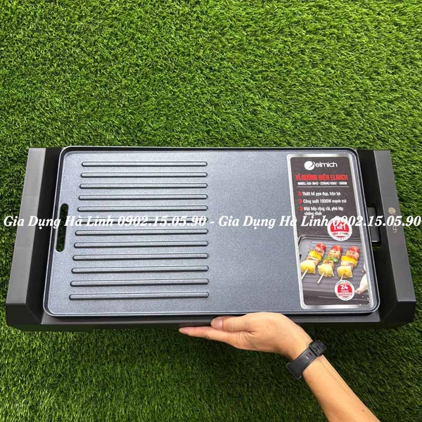 Bếp nướng điện Elmich EGE-3642, Công suất 1800W, Đĩa nướng phẳng giúp tối đa diện tích tiếp xúc giúp thực phẩm chín đều, Tích hợp 5 mức nhiệt độ, Bảo hành 24 tháng