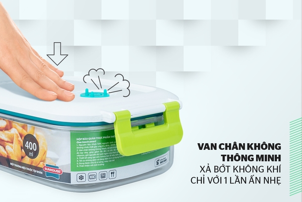Hộp bảo quản thực phẩm thông minh Biozone chia ngăn 400ml, KB-SM400S2