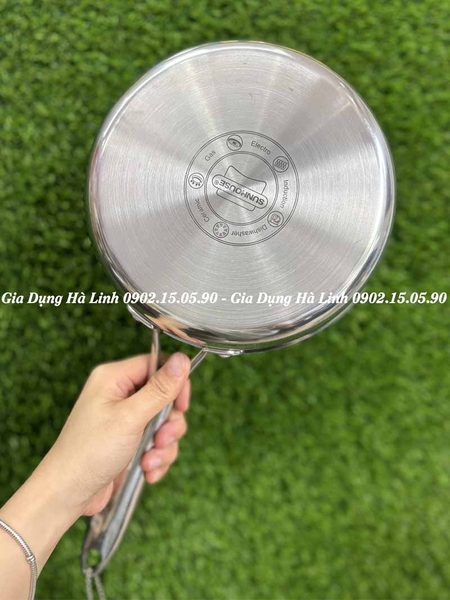 Chảo inox 3 lớp ultra Titanium Sunhouse STI26M - Đường kính 26cm, inox 3 lớp nguyên khối, Đáy từ phù hợp với mọi loại bếp