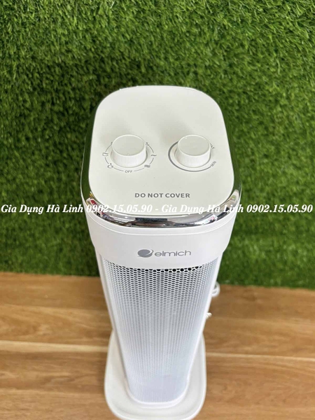 Máy sưởi gốm Elmich CHE-8644, Công suất 2000W, Điều khiển núm xoay, 1 mức gió mát và 2 mức gió ấm, Tự động ngắt khi đổ, Xoay 60 độ, Bảo hành 2 năm