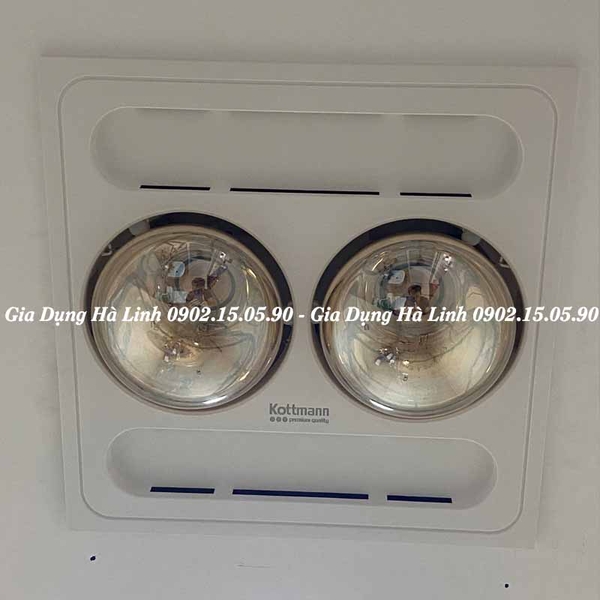 Đèn sưởi nhà tắm 2 bóng âm trần Kottmann K9R, Công suất 550W, Có điều khiển từ xa, Bóng sưởi chống nổ, chống nước, chống chập điện, Công nghệ chống chói mắt, không đốt cháy oxy, Bảo hành 3 năm