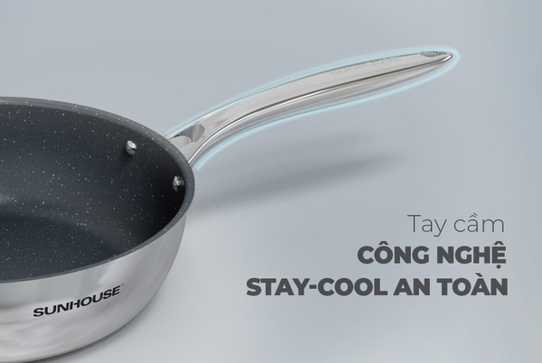 Chảo inox nguyên khối Sunhouse Desire DE26M - Đường kính 26cm, Inox 2 lớp nguyên khối, dày gấp 4 lần chảo inox thông thường