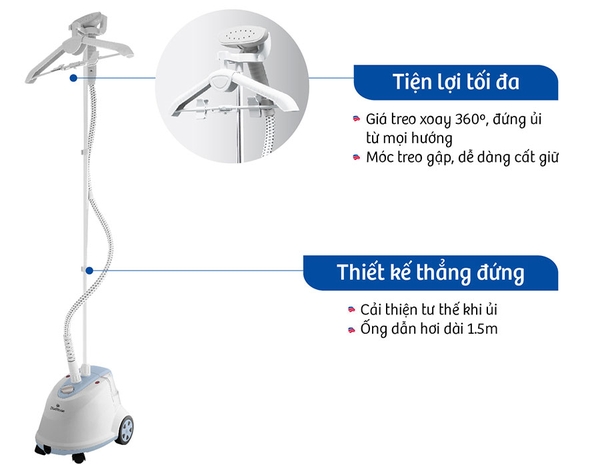Bàn ủi hơi nước đứng Bluestone GSB-3911, Công suất 1800W, Bảo hành 2 năm