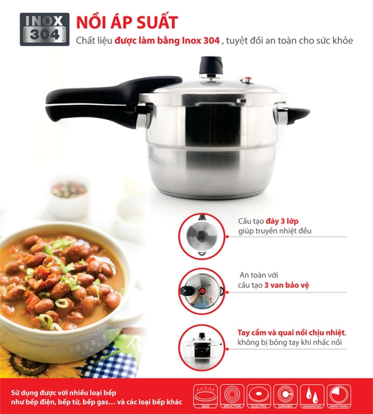 Nồi áp suất inox 304 Elmich 20cm 4.0L EL3369, 2353369