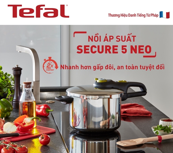 Nồi áp suất cơ inox Tefal Secure 5 Neo 4L P2534237 - Dung tích 4 lít, Đáy từ phù hợp với mọi loại bếp