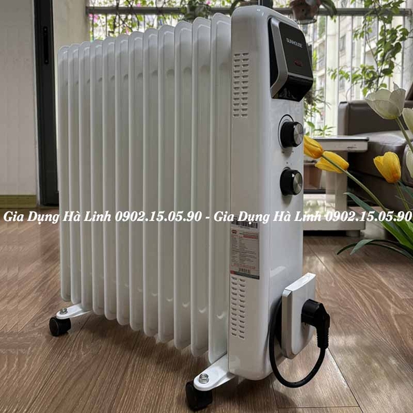 Máy sưởi dầu Sunhouse SHD7084 - 13 lá phát nhiệt lớn, Công suất cao 2400W giúp làm nóng nhanh chóng, nhiệt độ tỏa đều khắp gian phòng, không đốt cháy oxi, không khô da, Bảo hành 12 tháng