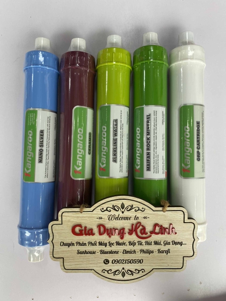 Bộ lõi lọc nước Kangaroo số 456789, Gồm 1 lõi lọc nước RO nhập khẩu Hàn Quốc và 5 lõi lọc nước chức năng: Nano Silver, Ceramic, Ankaline, Đá Maifan, ORP