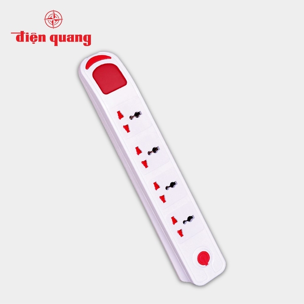 Ổ cắm Điện Quang ĐQ ESK 5W DBW104, 62228057 - Ổ cắm chịu nhiệt, 4 lỗ 3 chấu, Công suất 2500W, Dây dài 5m