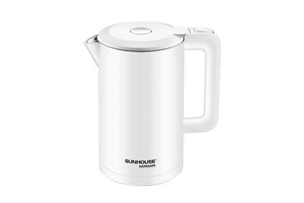Ấm siêu tốc inox 2 lớp Sunhouse Mama SHD1386W, Công suất 1800W, Dung tích 1.7 Lít, Ruột ấm inox 304, Vỏ nhựa chịu nhiệt siêu bền, Bảo hành 24 tháng
