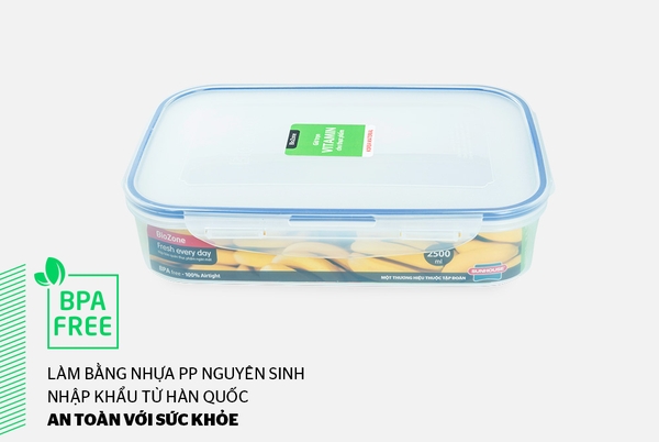 Hộp Bảo Quản Thực Phẩm ngăn mát Biozone 2500ml, KB-CO2500P