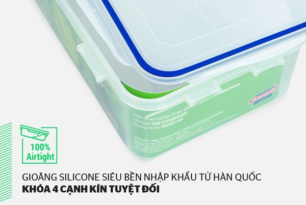 Hộp Bảo Quản Thực Phẩm ngăn mát Biozone 2600ml, KB-CO2600P
