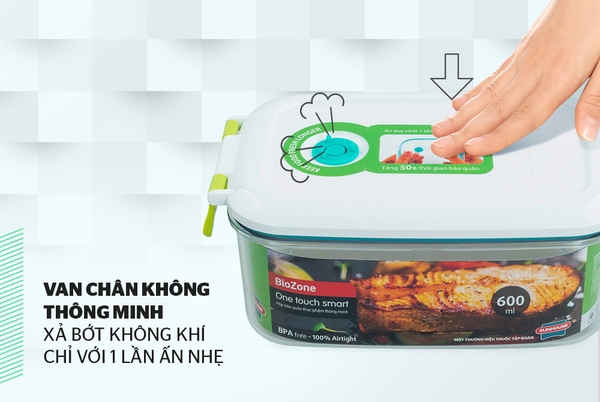 Hộp bảo quản thực phẩm thông minh Biozone 600ml, KB-SM600S