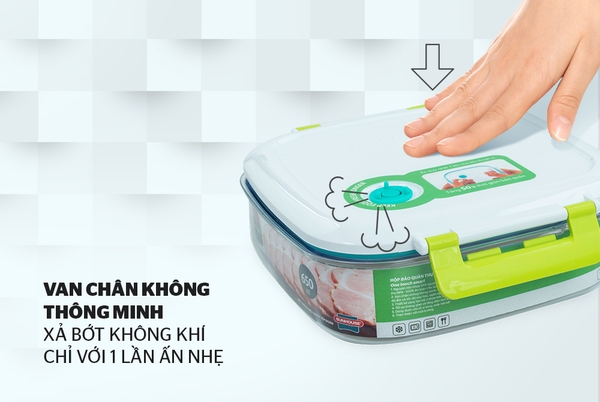 Hộp bảo quản thực phẩm thông minh Biozone vuông 650ml, KB-SM650S1