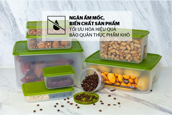 Hộp bảo quản thực phẩm khô Biozone chia ngăn 800ml, KB-DR800P2