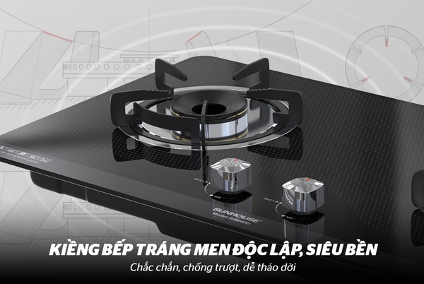 Bếp gas đôi âm kính Sunhouse SHB6630, Mặt kính cường lực dày 6mm, Kiềng Gang sơn tĩnh điện, Pep bằng đồng thau, Bảo hành 24 tháng tại nhà