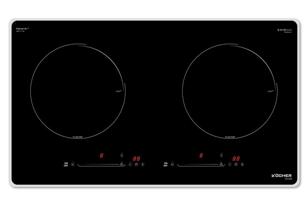 Bếp từ đôi Kocher DI-628, Công suất 4400W, Mặt kính Ceramic, Chức năng nấu nhanh Booster