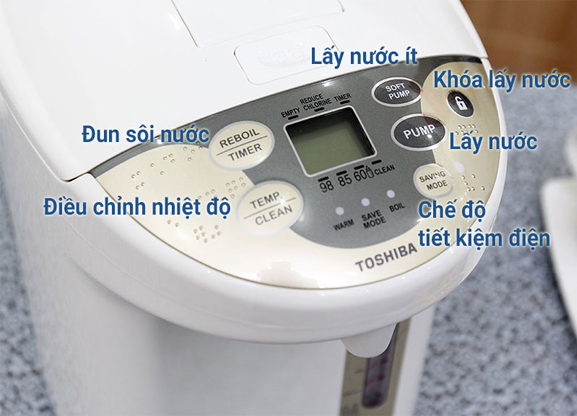 Bình thủy điện Toshiba PLK-45SF(WT)VN, Công suất 700W, Dung tích 4,5 lít, Ruột bình chất liệu inox 304, Vỏ nhựa ABS siêu bền, Nhập khẩu Thái Lan, Bảo hành 12 tháng