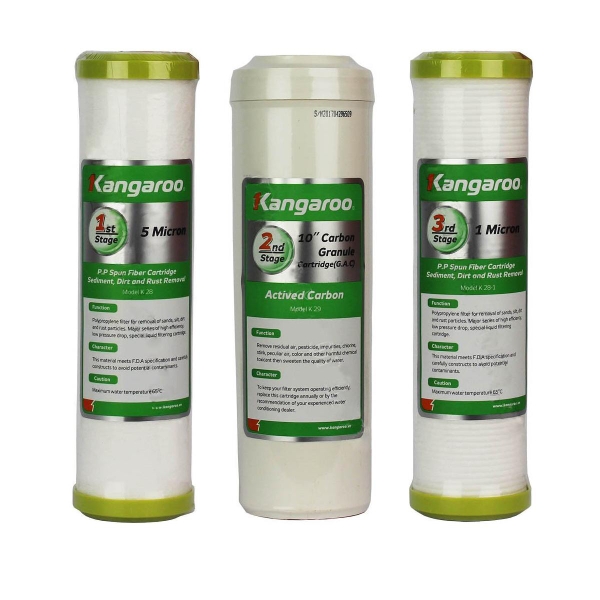Bộ lõi lọc nước Kangaroo số 123, Loại bỏ bùn đất, gỉ sét, mùi clo, kim loại nặng, Thời gian thay lõi 6 tháng