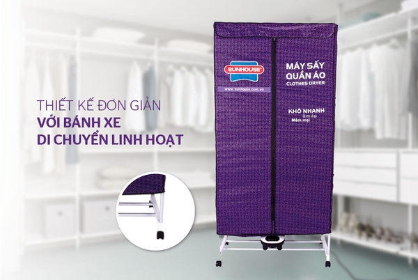 Máy sấy quần áo Sunhouse SHD2707, Công suất 1500W, Có điều khiển từ xa, Máy có 3 tầng để treo quần áo, Có chức năng O3 giúp khử mùi, diệt khuẩn hiệu quả, Hẹn giờ linh hoạt, Bảo hành 12 tháng