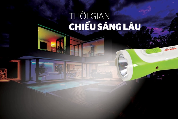 Đèn pin tay cầm Sunhouse SHE-4051, Công suất 1W, Thời gian sử dụng 1-4 giờ, Bảo hành 6 tháng