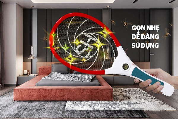 Vợt muỗi Sunhouse SHE-S500, Dung lượng pim 400mAh, Khung nhựa ABS siêu bền, Dây sạc rời, Tích hợp đèn led, Bảo hành 12 tháng