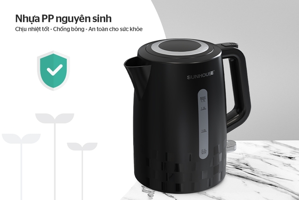 Ấm siêu tốc nhựa Sunhouse SHD1306, Công suất 1800W, Dung tích 1.7 Lít, Bảo hành 12 tháng