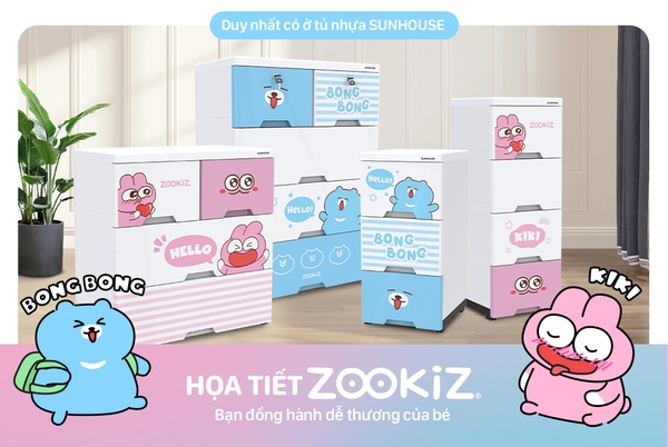 Tủ nhựa sơ sinh 5 ngăn Happy Baby SUNHOUSE KS-CA688B5, Chất liệu PP an toàn sức khỏe, Dễ dàng tháo lắp, 5 ngăn chứa rộng rãi