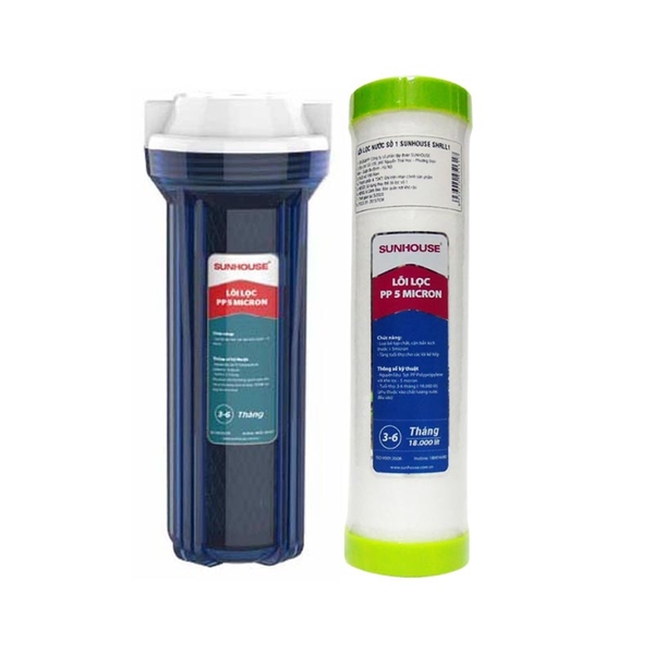 Bộ 3 lõi lọc nước Sunhouse số 123, Loại bỏ bùn đất, gỉ sét, mùi clo, kim loại nặng, Thời gian thay lõi 6 tháng