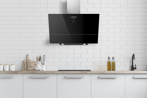Máy hút mùi kính vát Latino LT-770V, Công suất hút 1200m3/h, Chất liệu inox, Chế độ mở cửa tự động Auto Open, Bảo hành 36 tháng