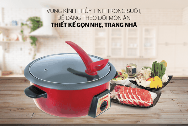 Lẩu điện Sunhouse SHD4520 - Công suất 1300W, Dung tích 3L, Đa chức năng nấu nướng tiện lợi, Bảo hành 12 tháng