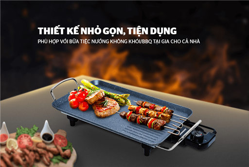 Bếp nướng điện Sunhouse SHD4609, Công suất 1500W, Mặt bếp phủ chống dính Whitford, Điều khiển núm xoay, Bảo hành 12 tháng