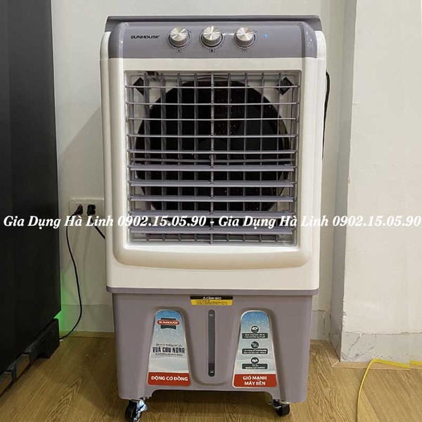 Máy làm mát không khí Sunhouse SHD7744, Công suất 125W, Lưu lượng gió 3700m3/h, Diện tích làm mát 40m2, Dung tích bình nước 40 Lít, Điều khiển núm xoay, Bảo hành 1 năm tại nhà