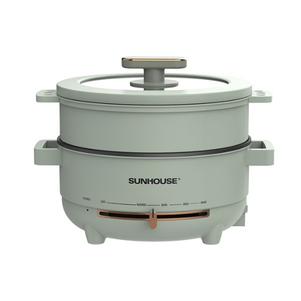 Lẩu điện đa năng 4l Sunhouse SHD4540, Công suất 1000W, Tích hợp xửng hấp 2in1