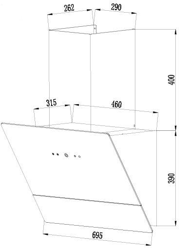 Máy hút mùi kính vát Latino LT-770V, Công suất hút 1200m3/h, Chất liệu inox, Chế độ mở cửa tự động Auto Open, Bảo hành 36 tháng