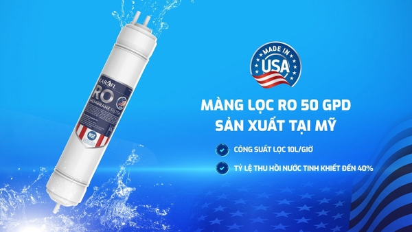 Máy lọc nước Karofi KAQ-U65, 10 lõi lọc công nghệ Smax, Màng lọc RO nhập khẩu Mỹ
