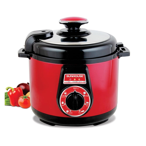 Nồi áp suất điện đa năng Sunhouse SHD1552, Công suất 900W, Dung tích 5 lít, Điều khiển núm xoay, Lòng nồi phủ chống dính cao cấp, Đa chức năng nấu nướng, Bảng điều khiển tiếng việt, Bảo hành 12 tháng