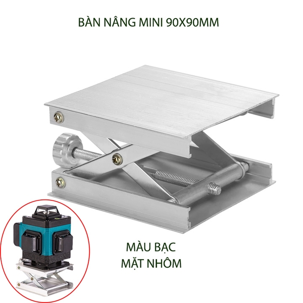 Bàn nâng mini dùng tay vặn, loại 90x90mm, mặt và đáy bằng nhựa hoặc nhôm tùy chọn